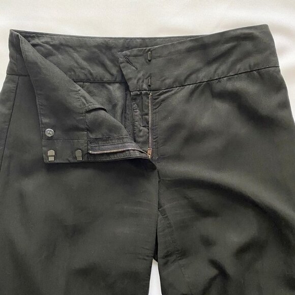 EILEEN FISHER BLACK LINEN BLEND PLEATED STRAIGHT LEG TROUSERS PANTS - Picture 7 of 10